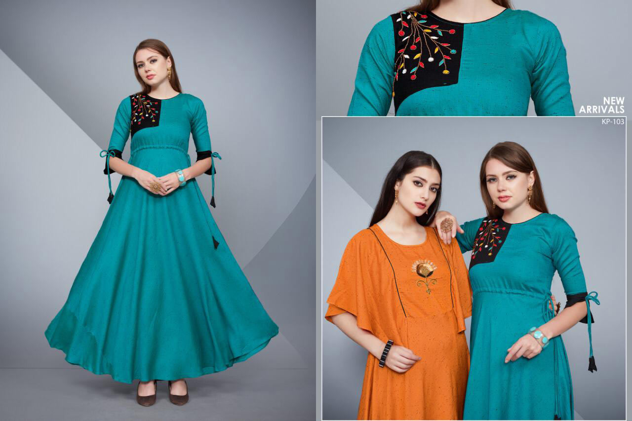 Blue Whale Krisha Plain Anarkali Pattern Wholesale Kurti Blue Whale Krisha Plain Anarkali Pattern Wholesale Kurti